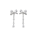 Korean Style Copper Zircon Bow Tassel Drop Earrings For Women Elegant Office Jewelry view 5
