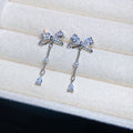 Korean Style Copper Zircon Bow Tassel Drop Earrings For Women Elegant Office Jewelry view 4