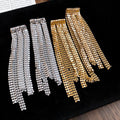Copper Geometric Asymmetric Tassel Drop Earrings With Silver Posts For Evening Dress view 4