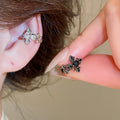 Sparkling Zircon Cross Flower Copper Clip-on Earrings For Women Light Luxury Geometric Ear Cuffs view 1