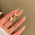 Copper Lace Bow Pearl Stud Earrings For Women, Princess Style Light Luxury Jewelry view 4