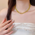14K Gold Plated Crystal Glass Beaded Geometric Round Pastoral Choker Necklace view 3