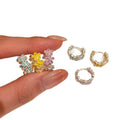 Purple Enamel Flower Alloy Clip Earrings For Women, Sweet Floral Ear Cuff Jewelry view 5