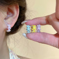 Purple Enamel Flower Alloy Clip Earrings For Women, Sweet Floral Ear Cuff Jewelry view 1