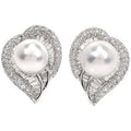 Elegant Leaf Zircon Imitation Pearl Drop Earrings For Wedding Banquet Engagement Jewelry view 6