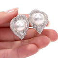 Elegant Leaf Zircon Imitation Pearl Drop Earrings For Wedding Banquet Engagement Jewelry view 1