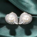 Elegant Leaf Zircon Imitation Pearl Drop Earrings For Wedding Banquet Engagement Jewelry view 5