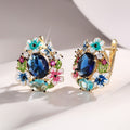 Vintage Palace Style Flower Stud Earrings With Enamel Floral Butterfly Design French Jewelry view 5