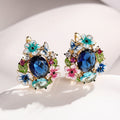 Vintage Palace Style Flower Stud Earrings With Enamel Floral Butterfly Design French Jewelry view 2