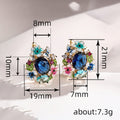 Vintage Palace Style Flower Stud Earrings With Enamel Floral Butterfly Design French Jewelry view 4