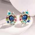 Vintage Palace Style Flower Stud Earrings With Enamel Floral Butterfly Design French Jewelry view 6