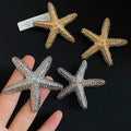 Alloy Crumpled Metal Starfish Stud Earrings With Silver Pins, Luxury Statement European Style view 4