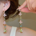 Light Luxury Copper Butterfly Zircon Tassel Drop Earrings For Women view 2