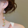 Light Luxury Copper Butterfly Zircon Tassel Drop Earrings For Women view 4