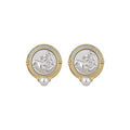 French Vintage Copper Round Horse Head Pearl Stud Earrings Light Luxury Geometric Jewelry view 5