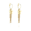 Luxury Alloy Rhinestone Five Point Star Hoop Long Tassel Drop Earrings For Women Statement Earrings view 5