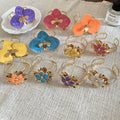 European Vintage Iron Enamel Flower Double Layer Open Cuff Bangle Sweet Light Luxury Jewelry view 4