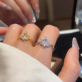 Sparkling Zircon Oval Open Ring With Elegant Luxury Design For Women view 3