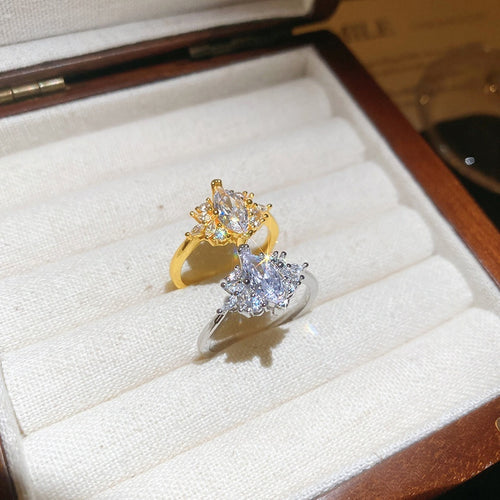 Sparkling Zircon Oval Open Ring With Elegant Luxury Design For Women