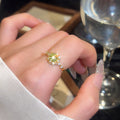 2026 New Copper Zircon Flower Open Ring For Women Elegant Light Luxury Forest Style view 3