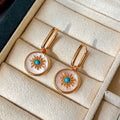 24K Gold Plated Round Mother Of Pearl Flower Clip Earrings French Vintage Court Style Shell Jewelry view 3