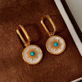24K Gold Plated Round Mother Of Pearl Flower Clip Earrings French Vintage Court Style Shell Jewelry view 2
