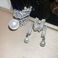 Elegant Full Paved Zircon Faux Pearl Ring And Stud Earrings Jewelry Set Luxury Light Luxury Fashion Accessories view 4