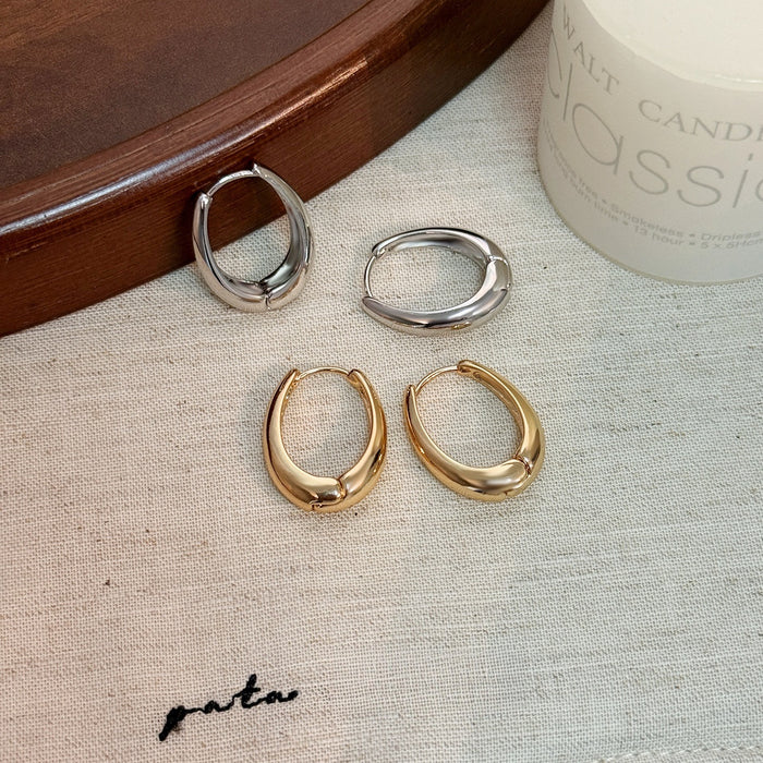 Elegant Hollow Waterdrop Alloy Huggie Hoop Earrings For Women Minimalist Gold Silver Metal Ear Cuff Earrings