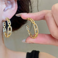 2026 New Copper Zircon Round Hollow Stud Earrings Sparkly Modern Geometric Jewelry view 3