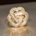 Delicate Princess Heart Three Petal Flower Ring, Heavy Craft Light Luxury Finger Ring view 2