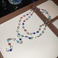 Old Money Style Double Layer Y Necklace With Colorful Artificial Crystal Heart Pendant For Women view 4