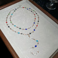 Colorful Glass Crystal Beaded Y Necklace With Heart Pendant Light Luxury Collarbone Choker For Women view 4