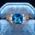 Palace Style Faux Sapphire Ring For Women, Vintage Micro Inlaid Zircon Fashion Jewelry view 1