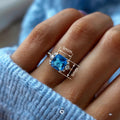Palace Style Faux Sapphire Ring For Women, Vintage Micro Inlaid Zircon Fashion Jewelry view 4