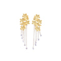 Elegant Alloy 3D Flower Petal Long Tassel Drop Earrings With Crystal Beads Light Luxury Earrings view 5
