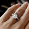 Classic Elegant Oval Ring For Women, Light Luxury Round Rhinestone Inlaid Fashion Jewelry view 4