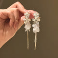 Copper Floral Tassel Drop Earrings For Women, Beach Vacation Light Luxury Statement Studs view 1