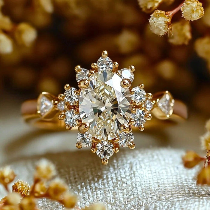 Sparkling Snowflake Flower Ring For Women Elegant Valentine Engagement Jewelry Accessories