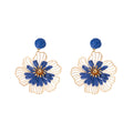 Bohemian Vacation Style Alloy Raffia Hollow Flower Stud Drop Statement Fashion Earrings view 5