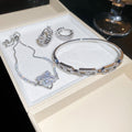Korean Style Copper Zircon Square Hollow Bangle Earrings Jewelry Set For Fashion OL view 4