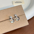 Elegant Korean Style Zircon Studs With Transparent Acrylic Round Hoop Drop Minimal Luxury Commuter Earrings view 4