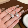 Elegant Korean Pearl Pendant Tassel Drop Earrings With Rhinestone Inlaid Alloy French Style Earrings view 2