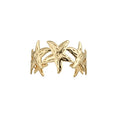 European American Style Iron Metallic Pleated Starfish Open Cuff Bracelet Jewelry Set for Women Vacation Fashion view 5