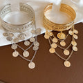 European Style Alloy Bangle With Round Portrait Pendant Unique Designer Arm Cuff Jewelry view 4