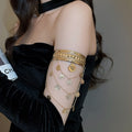 European Style Alloy Bangle With Round Portrait Pendant Unique Designer Arm Cuff Jewelry view 3