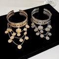 European Style Alloy Bangle With Round Portrait Pendant Unique Designer Arm Cuff Jewelry view 2