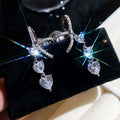 Copper Zircon Bow Heart Clip-on Earrings For Women Light Luxury Non-Pierced Ear Jewelry view 1