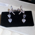 Copper Zircon Bow Heart Clip-on Earrings For Women Light Luxury Non-Pierced Ear Jewelry view 3