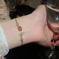 Light Luxury Copper Beaded Bracelet With Sparkling Zircon Flower And Round Geometric Charms view 4