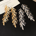 European American Metal Leaf Tassel Drop Earrings With Silver Pins Light Luxury Niche Design view 4
